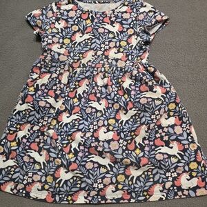 wonder nation Navy Unicorn Print Dress with Pink & White Accents